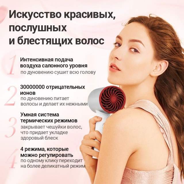 Скоростной фен для волос SOOCAS AIRFLY P1, с 2шт насадками, с держатель для фена, 4 режима работы, Зеленый