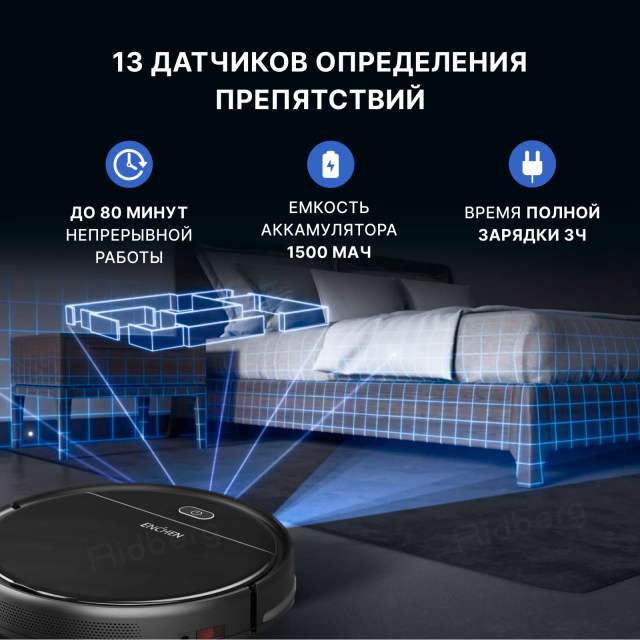 Робот пылесос для дома Enchen Vacuum Cleaner R1 моющий робот пылесос с влажной и сухой уборкой в комплекте с щеткой и тряпкой/ умная бытовая техника с пультом управления/ беспроводной домашний мойщик пола и ковров