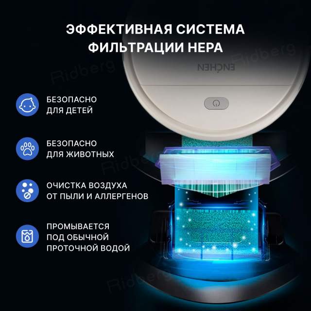 Робот пылесос для дома Enchen Vacuum Cleaner R1 моющий робот пылесос с влажной и сухой уборкой в комплекте с щеткой и тряпкой/ умная бытовая техника с пультом управления/ беспроводной домашний мойщик пола и ковров