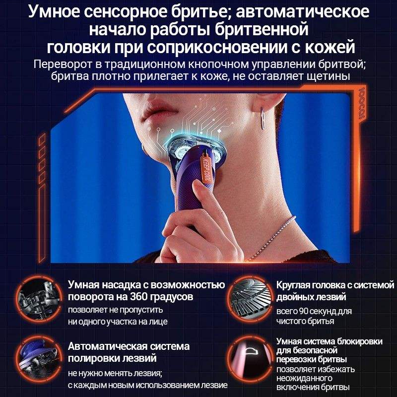 Мужская электробритва Soocas SP1, ротационная, портативная, подходит для сухого и влажного бритья