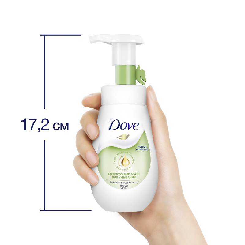 DOVE Мусс-пенка для умывания против прыщей для проблемной кожи, глубокое очищение лица 160 мл