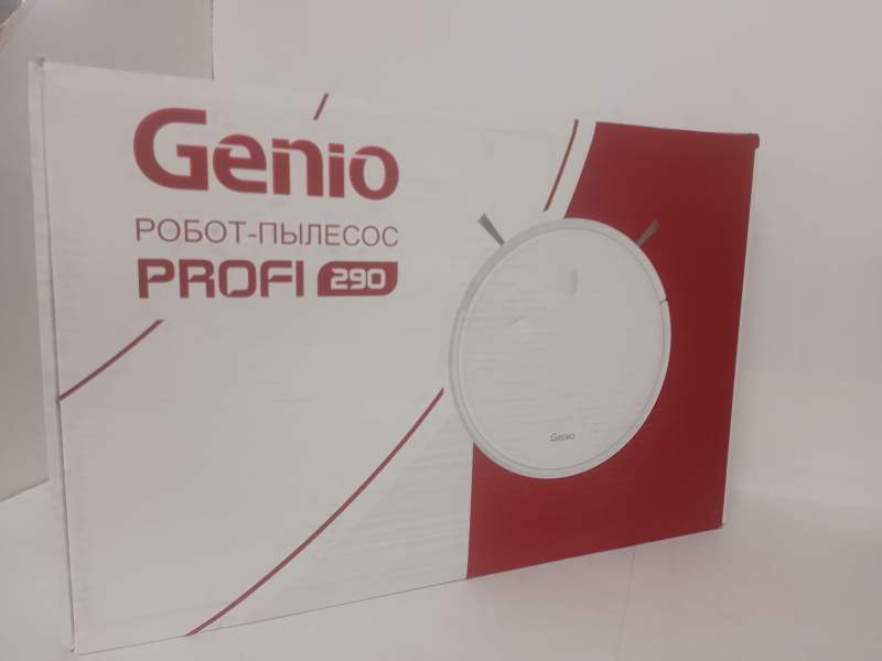 Робот пылесос Genio Profi 290 с влажной и сухой уборкой белый, беспроводной, аккумуляторный, моющий с контейнером для воды, пылесборником, hepa фильтром, турбо щеткой / 120 мин работы