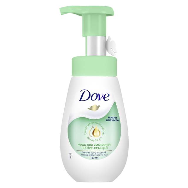DOVE Мусс-пенка для умывания против прыщей для проблемной кожи, глубокое очищение лица 160 мл