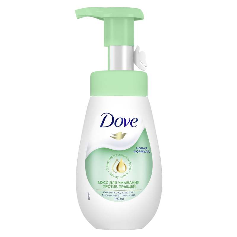 DOVE Мусс-пенка для умывания против прыщей для проблемной кожи, глубокое очищение лица 160 мл