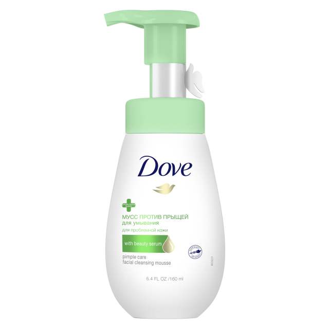 DOVE Мусс-пенка для умывания против прыщей для проблемной кожи, глубокое очищение лица 160 мл