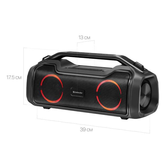 Колонка портативная музыкальная bluetooth, беспроводная с блютуз Defender Beatbox 50 50Вт, с подсветкой, BT, RGB, TypeC, IPX5, PowerBank, MicroSD, Hi-Fi звучание