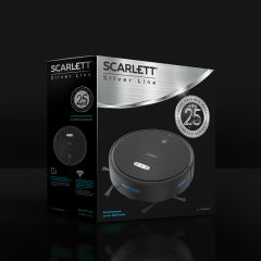 Робот-пылесос  Scarlett  SC-VC80RW01, сухая и влажная уборка, Wi-Fi функция, голосовое управление, коллекция Silver Line, черный