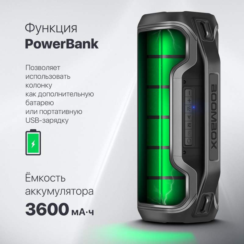 Колонка портативная музыкальная bluetooth, беспроводная с блютуз Defender Beatbox 50 50Вт, с подсветкой, BT, RGB, TypeC, IPX5, PowerBank, MicroSD, Hi-Fi звучание