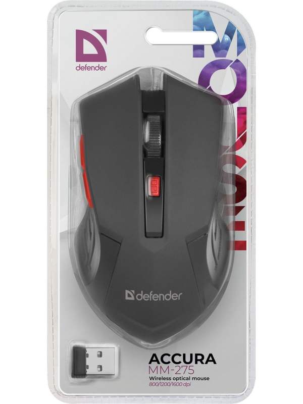 Беспроводная мышь Defender Accura MM-275, синий, 6 кнопок, 800-1600 dpi