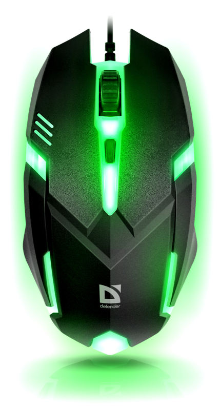 Мышь компьютерная игровая с подсветкой RGB Defender Cyber, 1600 dpi, черная