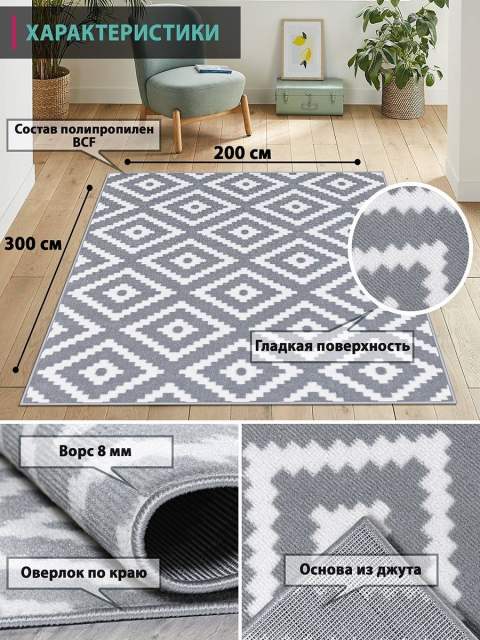 Коврик комнатный 80х150 ковер на пол в гостиную спальню
