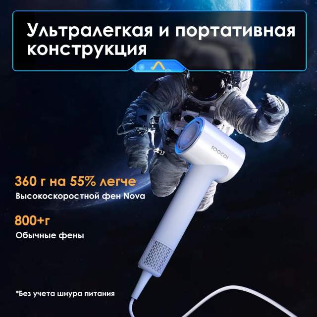 Скоростной фен для волос SOOCAS A1(Nova) ,с диффузором и концентратором, с держатель для фена, 4 режима
