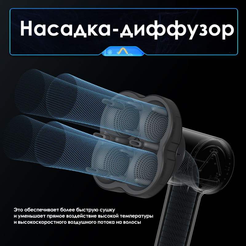 Скоростной фен для волос SOOCAS AIRFLY P1, с 2шт насадками, с держатель для фена, 4 режима работы, Зеленый