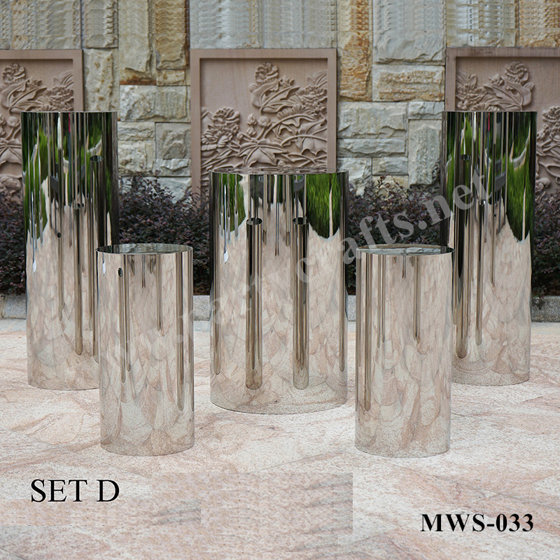 silver pedestal stand large cylinder plinth art display stands home decoration aisle decoration  cake candy table wedding birthday party event decoration bridal shower decoration