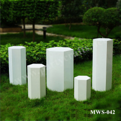 white & black gloss pedestal hexagon stand aisle decoration art display stands decoration home decoration cake candy table plant modern wedding birthday party event  pedestal plinth baby shower bar table decoration