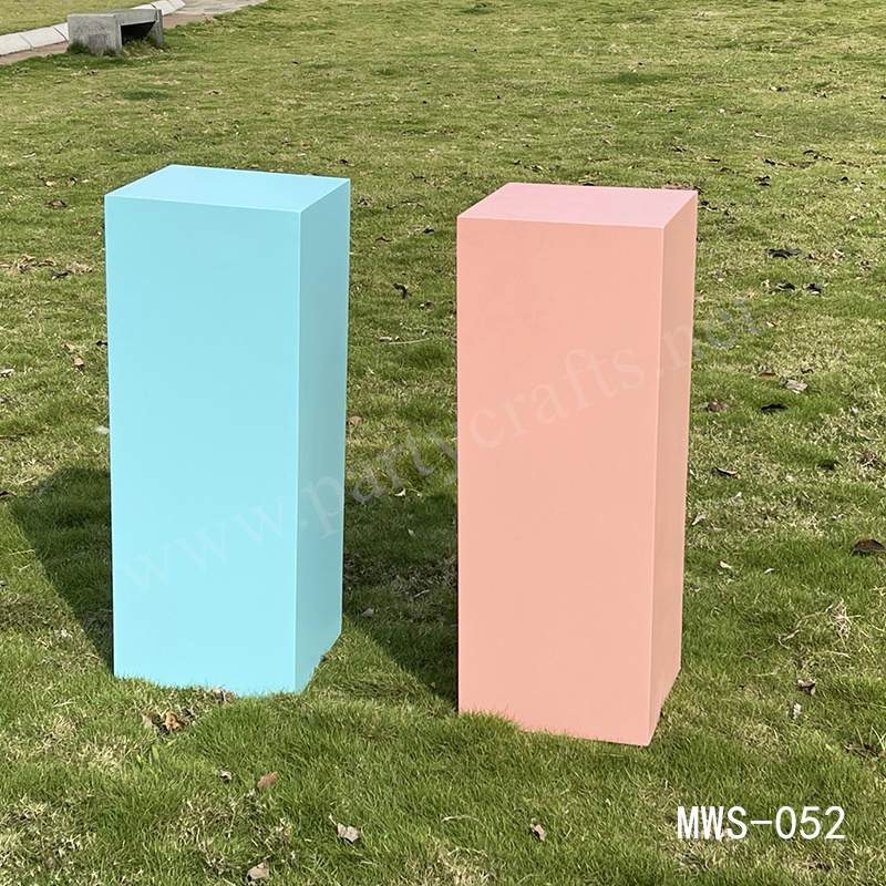 pink and blue square pedestal stand