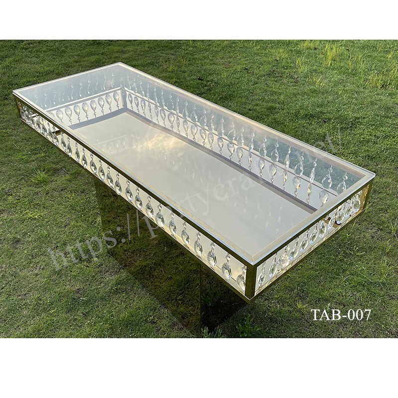 crystal table crystal arcylic top gold base wedding party event hotel hall decoration (TAB-007 (gold)