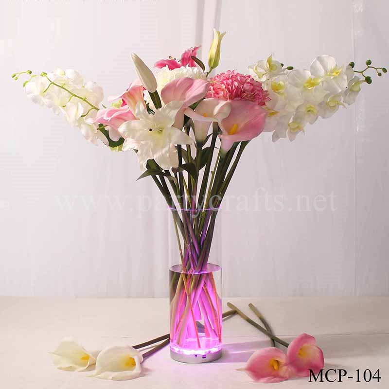 glass clear vase LED light vase wedding party event hotel hall home dinning decoration (MCP-104)