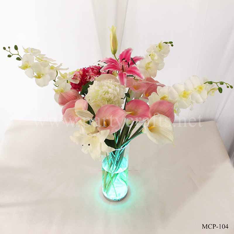 glass clear vase LED light vase wedding party event hotel hall home dinning decoration (MCP-104)