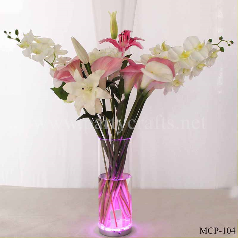 glass clear vase LED light vase wedding party event hotel hall home dinning decoration (MCP-104)