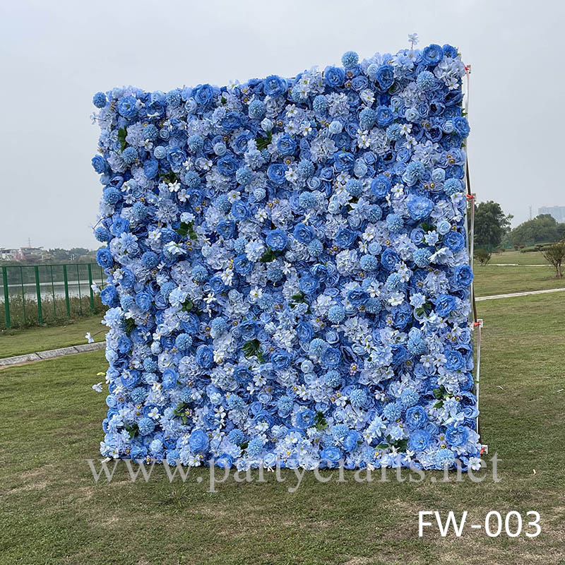 blue 3D flower wall romantic rose floral wall for party events planning bridal shower couples shower wedding photo backdrops decoration (FW-003)