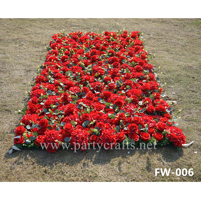  red 3D flower wall romantic rose floral wall for party events planning bridal shower couples shower wedding photo backdrops decoration (FW-006)