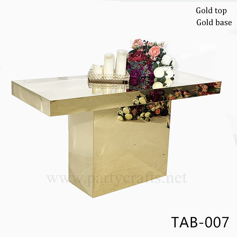 gold dining table event table cake table pedestal table for wedding bride and groom bridal shower party events banquet table birthday cake table (TAB-007 gold)