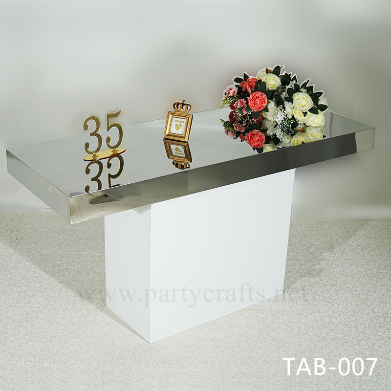 silver  dining table event table cake table pedestal table for wedding bride and groom bridal shower party events banquet table birthday cake table (TAB-007 silver)