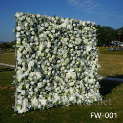 white & green 3D flower wall romantic rose floral wall for party events planning garden layout bridal shower couples shower wedding photo backdrops decoration
