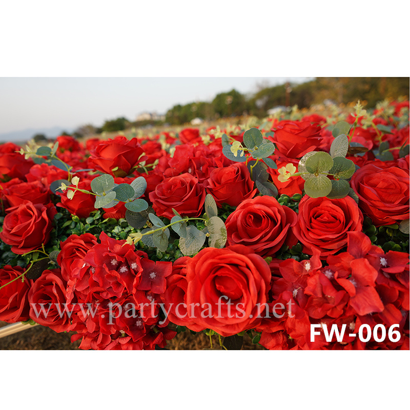  red 3D flower wall romantic rose floral wall for party events planning bridal shower couples shower wedding photo backdrops decoration (FW-006)