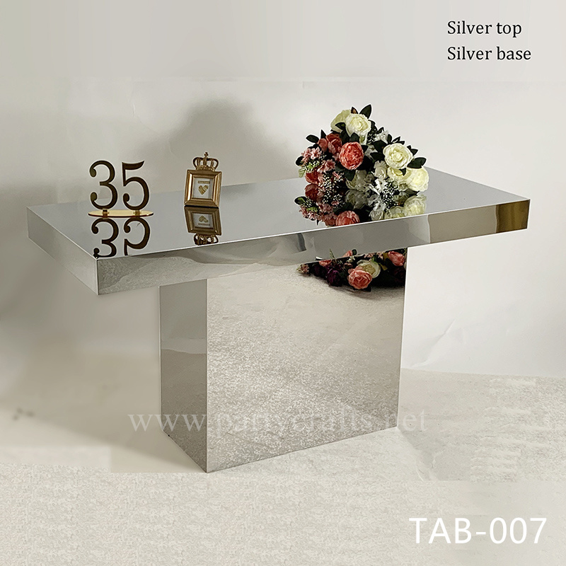 silver dining table event table cake table pedestal table for wedding bride and groom bridal shower party events banquet table birthday cake table (TAB-007 silver)