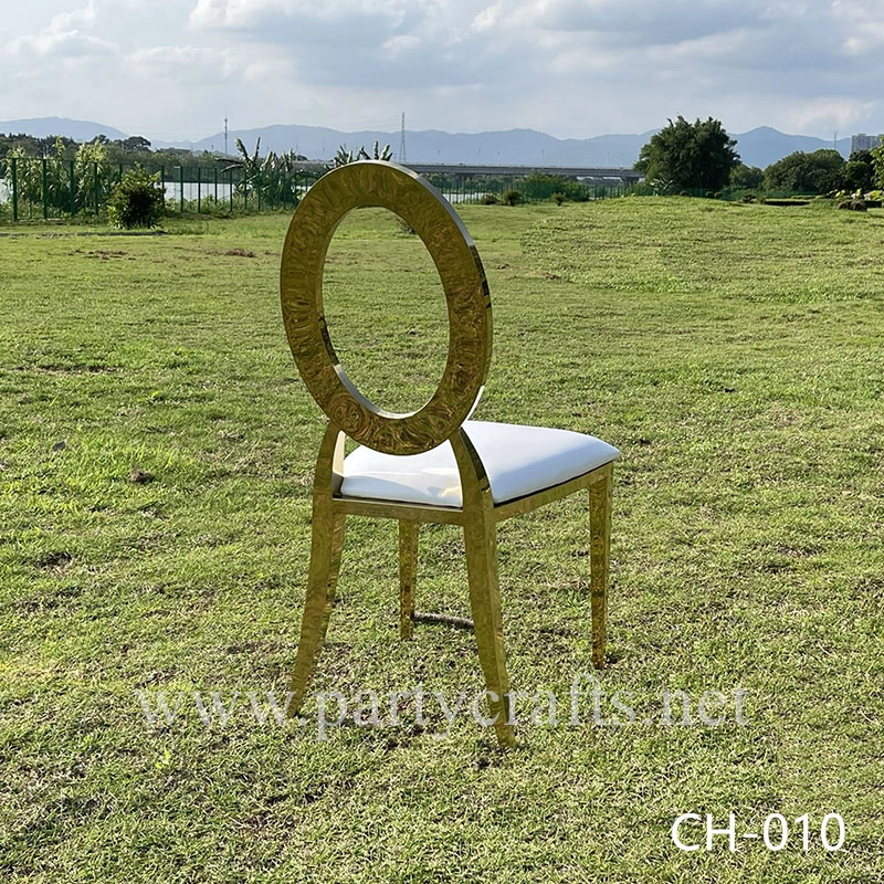 gold Oval  stainless steel wedding chair dinning chiar table chair set event  wedding party event hotel hall decoration (CH-010)