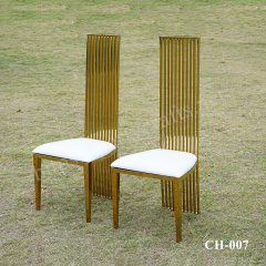 gold high back chair banquet chairs  wedding chair stainless steel chair church meeting room chair events chair accent chair dining room chair bridal shower chair armless chair  wedding party table decorate chairs home decoration