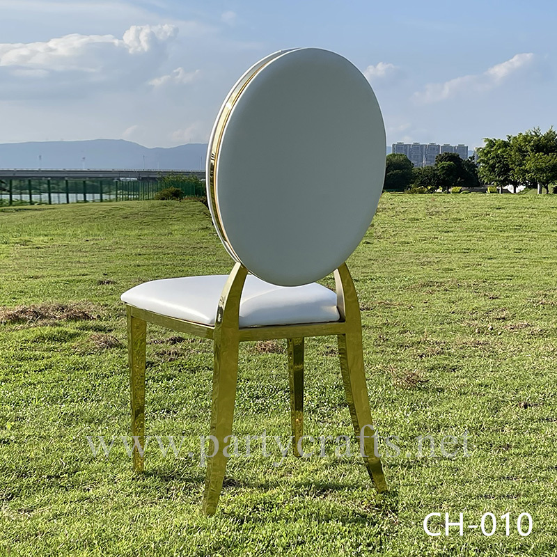 gold Oval  stainless steel wedding chair dinning chiar table chair set event  wedding party event hotel hall decoration (CH-010)