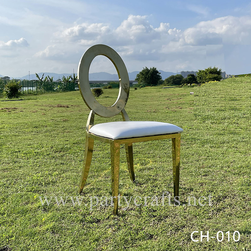 gold Oval  stainless steel wedding chair dinning chiar table chair set event  wedding party event hotel hall decoration (CH-010)