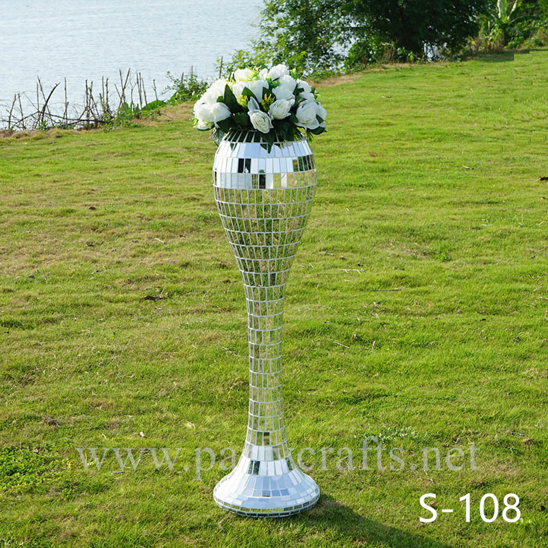 silver mirror fiber glass vase (S-108)