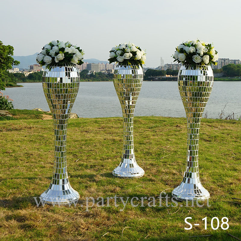 silver mirror fiber glass vase (S-108)