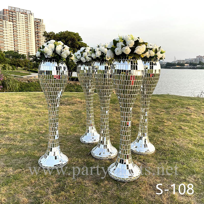 silver mirror fiber glass vase (S-108)