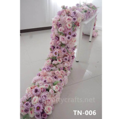 white & purple flower table runner 3D artificial flower table centerpiece  wedding party event dining table decoration garden layout bridal shower decoration