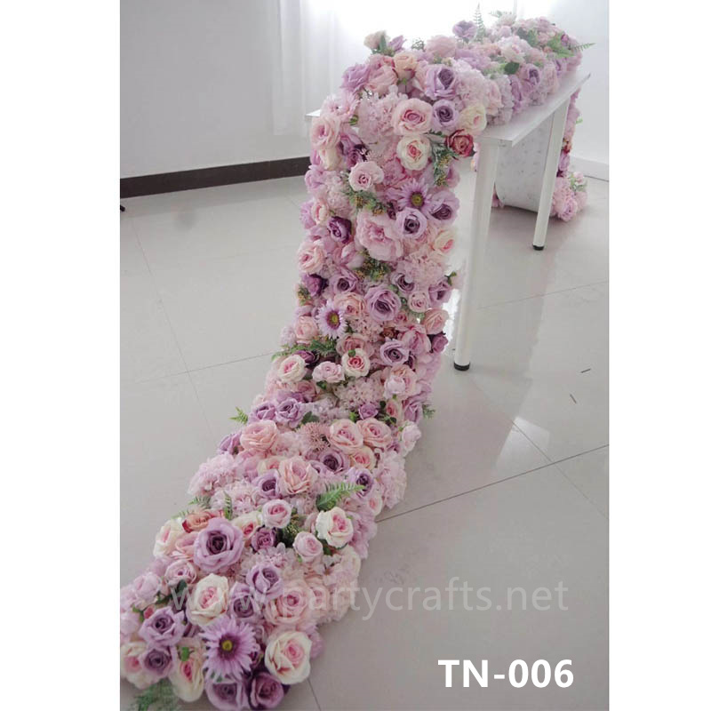 white & purple flower table runner (TN-006)