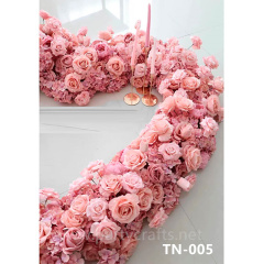 pink flower table runner 3D artificial  centerpiece runner wedding party event dining table decoration bridal shower decoration garden layout