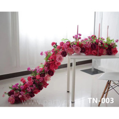 red & pink flower table runner  3D artificial flower table centerpiece garden layout wedding party event dining table decoration bridal shower decoration