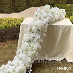 white rose 3D artificial flower table centerpiece runner wedding party event dining table decoration bridal shower decoration garden layout