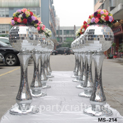 silver mirror fiber glass flower vase tall vase wedding party event home decoration bridal shower decoration aisle decoration