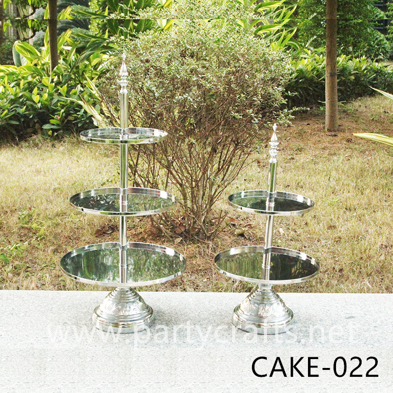 silver & gold & white metal cake candy stand table centerpiece wedding birthday party event bridal shower decoration (CAKE-022)