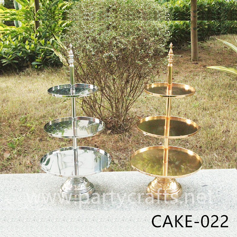 silver & gold & white metal cake candy stand table centerpiece wedding birthday party event bridal shower decoration (CAKE-022)