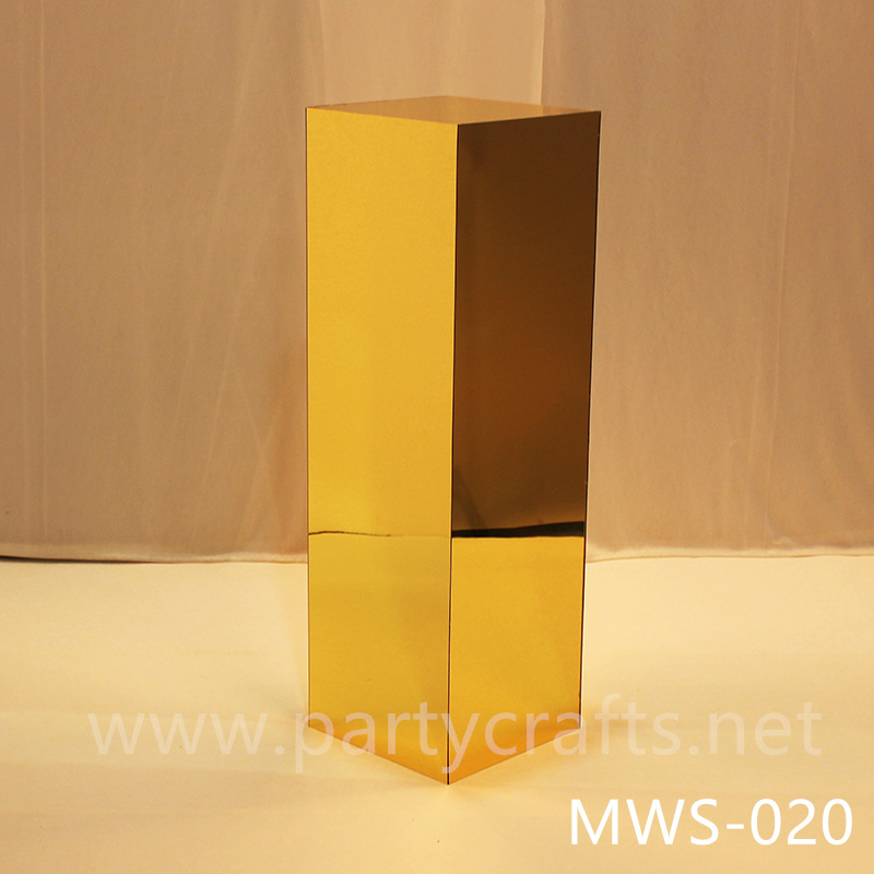 gold mirror square pedestal stand wedding party event bridal shower stage decoration (MWS-020)