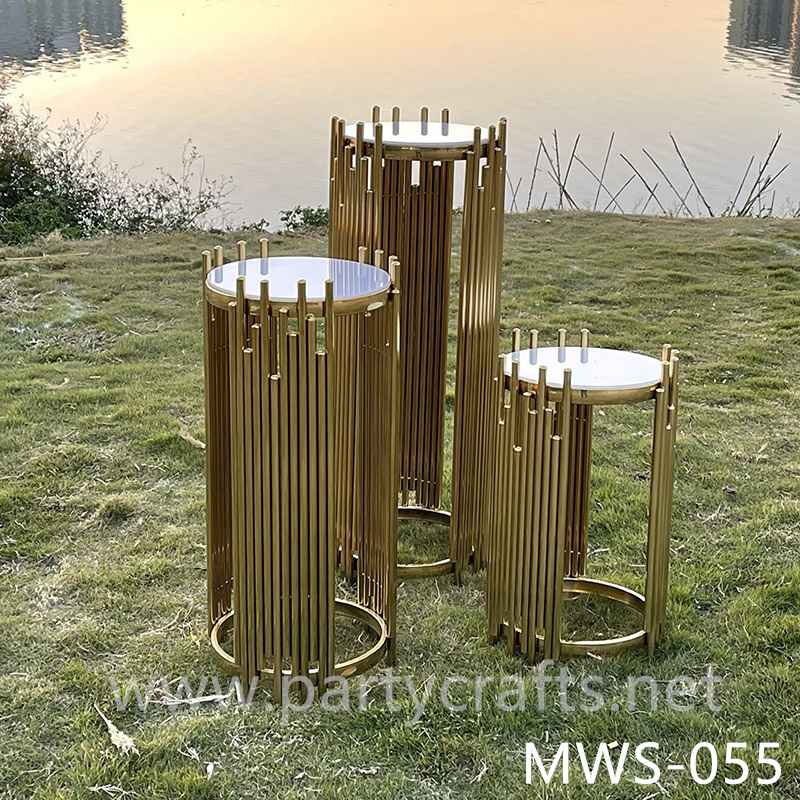 Large size gold pedestal stand gold & white top cake bar table wedding party event bridal shower decoration (MWS-055)