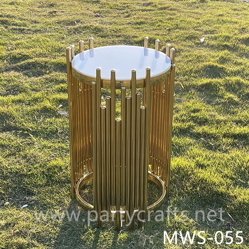 Large size gold pedestal stand gold & white top cake bar table wedding party event bridal shower decoration (MWS-055)