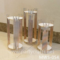 Set of 3 gold pedestal cake table art display stands home decoration wedding party event bridal shower decoration aisle decoration